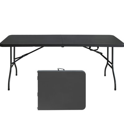 Table de camping pique-nique portable - 6 pi, pliable, solide, de couleur noire pliable