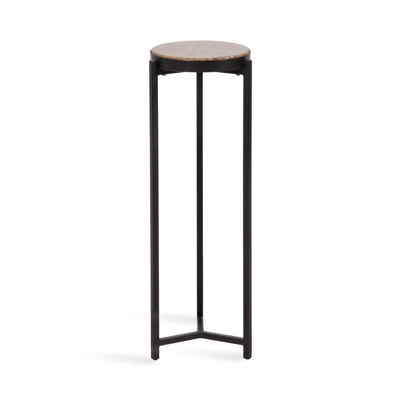 Eveland Round Metal Drink Table, Black, Dark Brown
