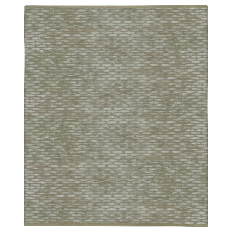Tempo Geometric Hand-Knotted Wool/Silk Gray Area Rug, Rectangle 2' x 3', Gray