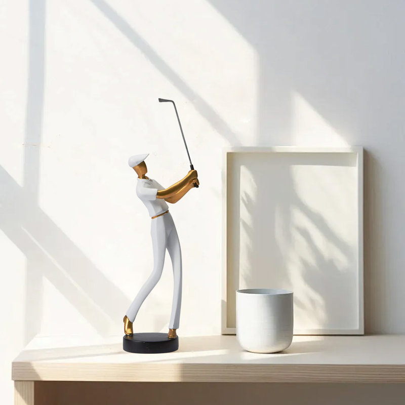 Golf Figurine Statue,  Polyresin Golfer Decoration Arts, 9.4" H x 3.5" W x 2.8" D