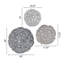 Décoration murale plume grise texturée - 3 pièces de métal, 20 po, 17,25 po, 14,25 po, fixation intérieure, crochets à anneaux en métal, présentoir, anneaux