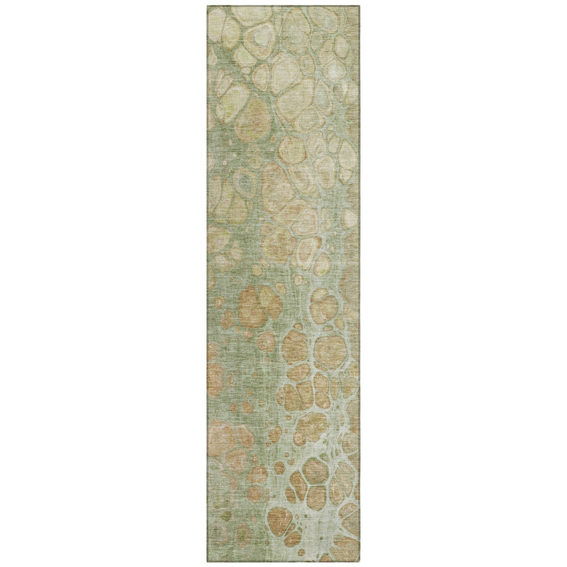 Machine Washable Indoor/Outdoor Xhevrie Aloe Rug, Runner 2'3" x 7'6"