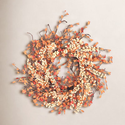 24" Handcrafted Twig, Berry No Holiday Wreath