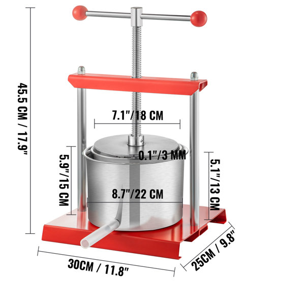 VEVOR Stainless Steel Manual Slow Masticating & Cold Press Juicer