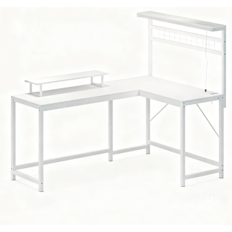 Computer Desk,L Shaped Gaming Desk With Power Outlets & LED Lights,With Monitor Stand And CPU Shelf