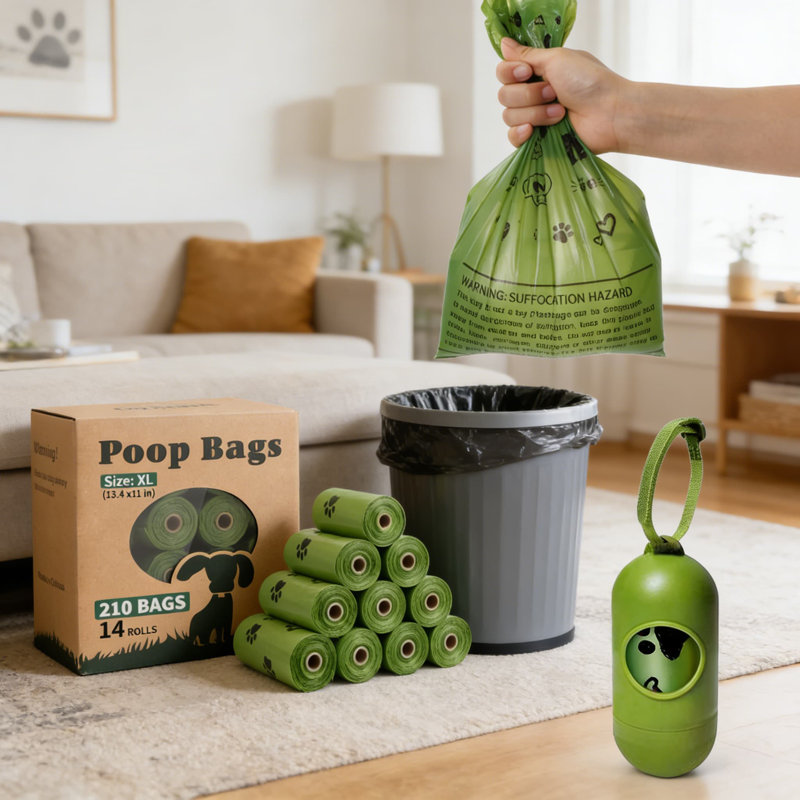 Extra Large Dog Poop Bags With Dispenser: 14 Rolls, 210 Count Leak-Proof And Unscented Waste Bags For Dogs - Durable And Eco-Friendly