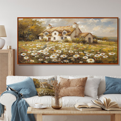 White Yellow Daisy Delight Country Cottage - Countryside Wall Art