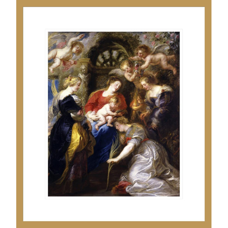 Couronnement de Sainte-Catherine par Peter Paul Rubens, impression giclée encadrée, H 20,74 po x l 17,75 po