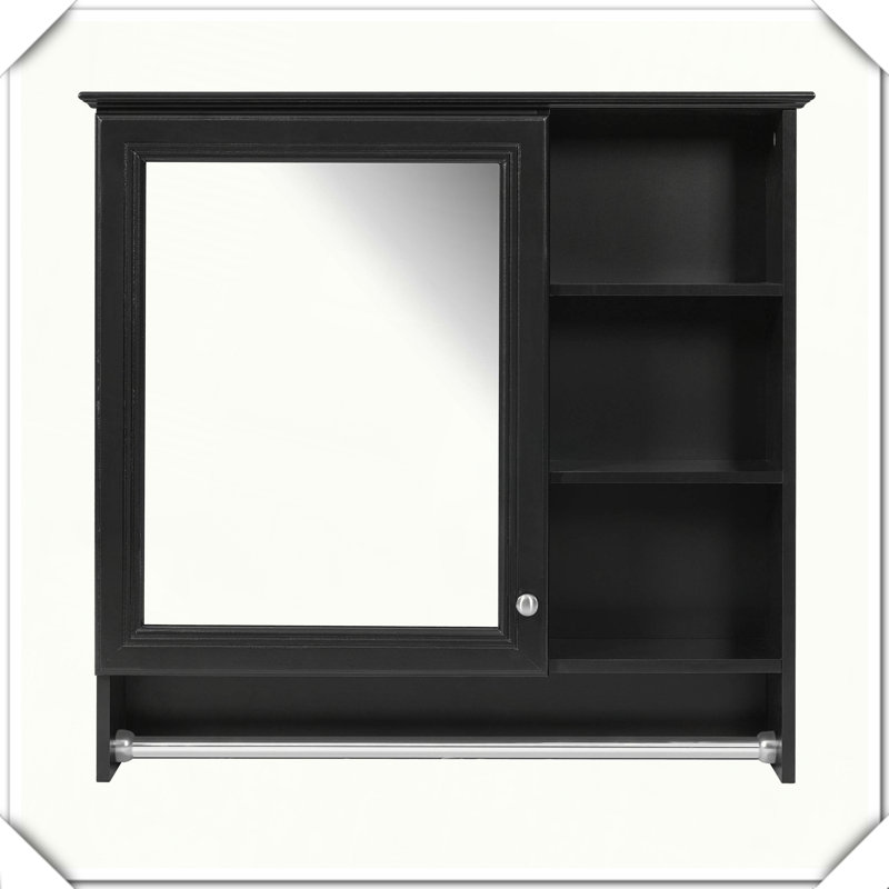 Armoire de rangement murale 2 en 1 avec charnières à fermeture douce, Noir