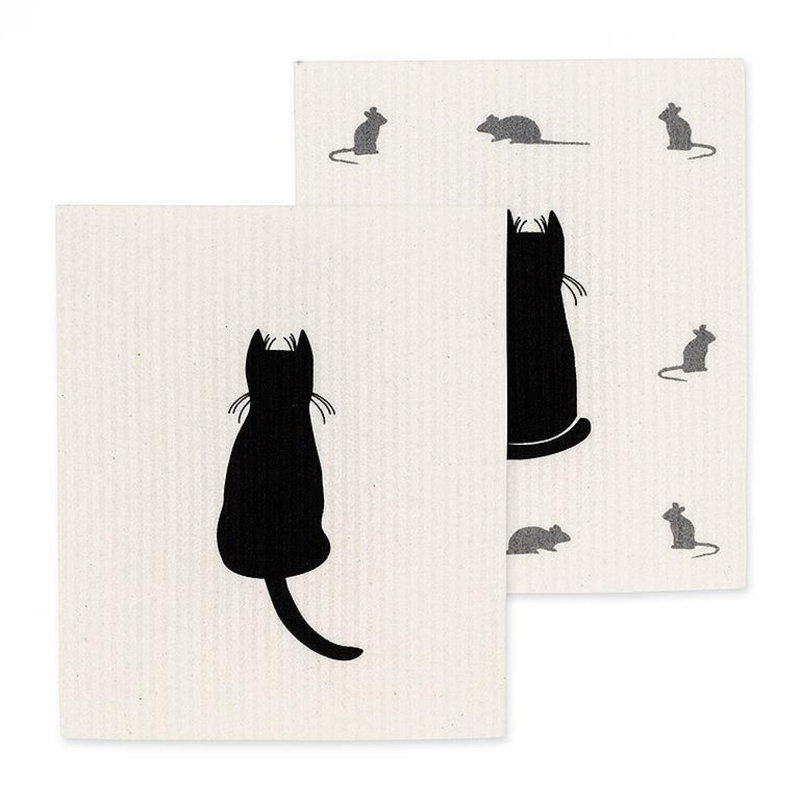 Set Of 2 Cat & Mice Dishcloth