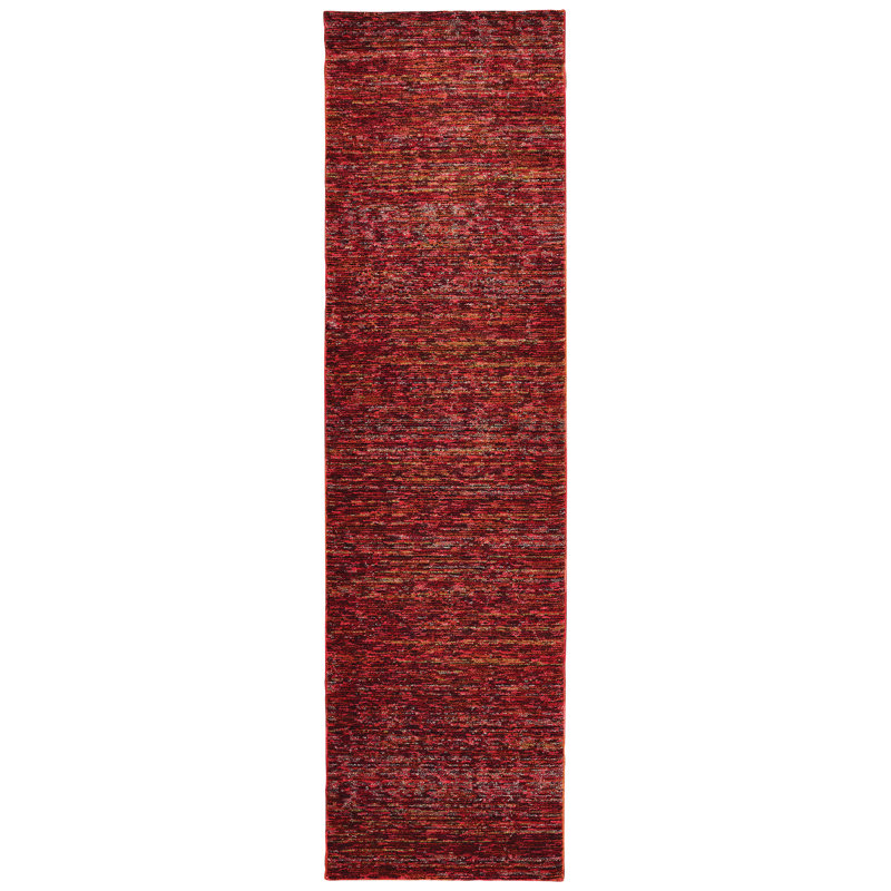 Tapis rouge / rouille Bobby, Tapis de couloir 2 pi 6 po x 12 pi