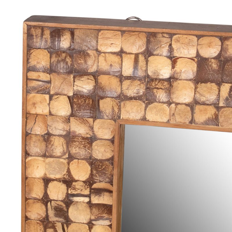 Abbie Rectangular Coconut Shell Mirror, Brown