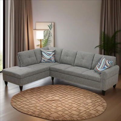 Ensemble de canapé de salon modulaire en lin gris clair 2 pièces Aspen