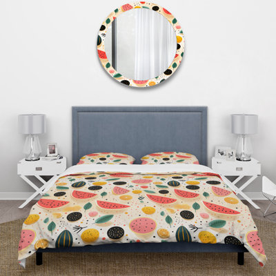 Midcentury Pastel Fruits Pattern I Duvet Cover