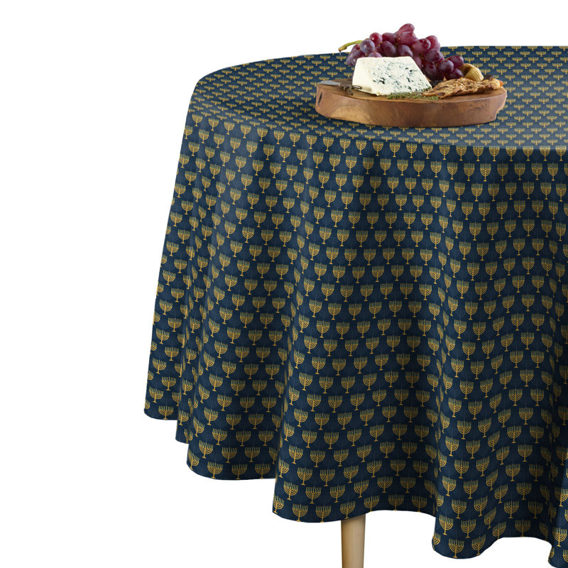 Jadon Geometric Round Hanukkah Tablecloth, 90" x 90"