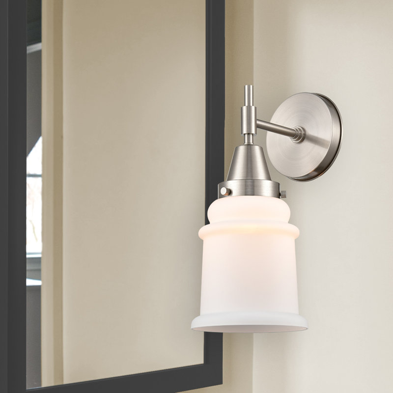 Gayle Chrome Armed Sconce, Satin Nickel, Matte White, Incandescent