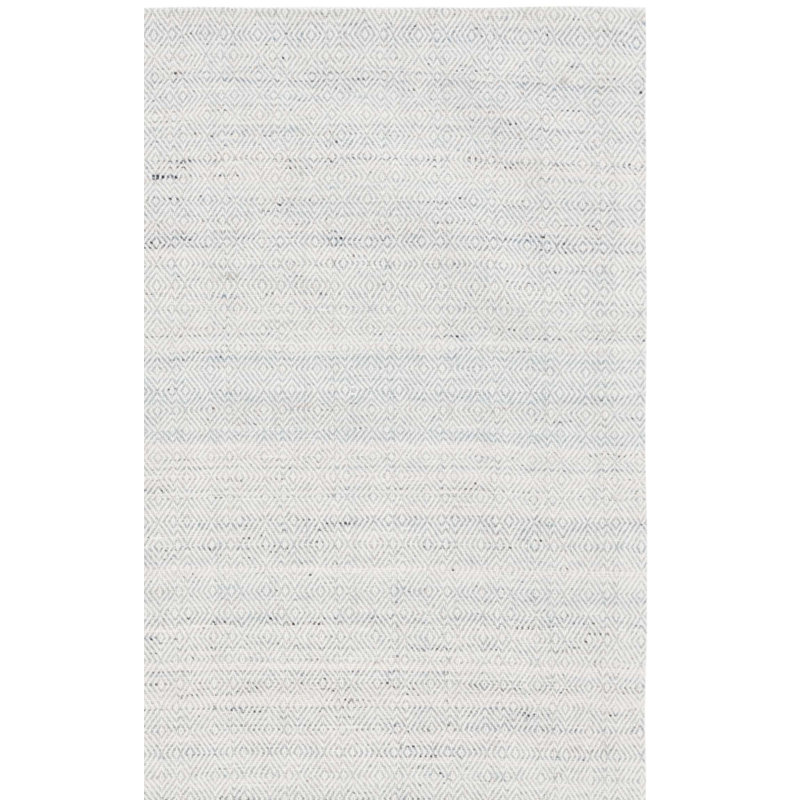 Tapis géométrique en laine tissé à la main bleu clair / ivoire MSR9675 Wilton Martha Stewart