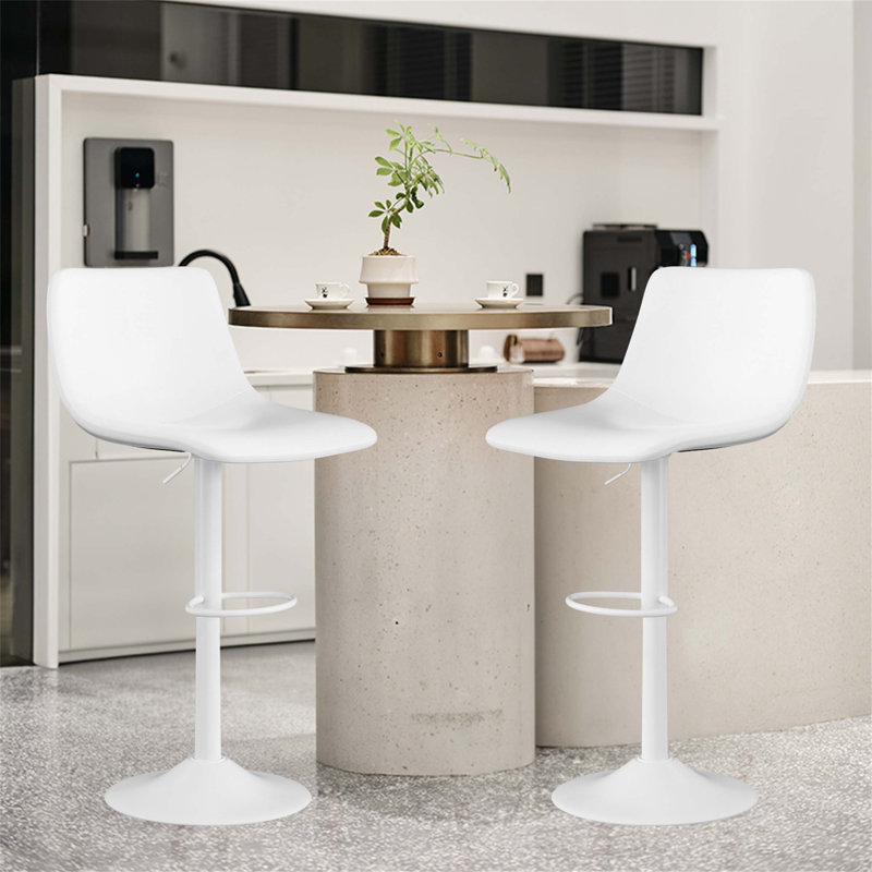Set Of Two Modern Adjustable Swivel Bar Stools With Ergonomic Design, Ideal For Home Kitchen Islands And Various Spaces