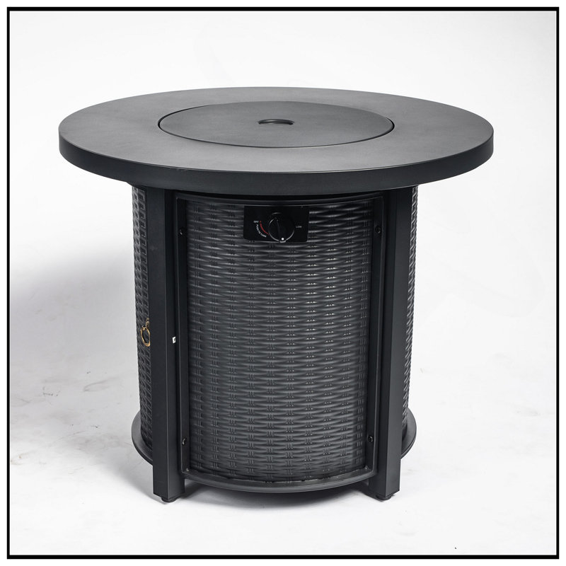 30" Propane Gas Fire Pit Table, 50000 BTU Round Steel Fire Pit For Outside Patio Deck Garden Courtyard-Black