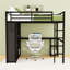 Lit mezzanine avec bureau intégré, armoire et tablettes-840292723-840292722