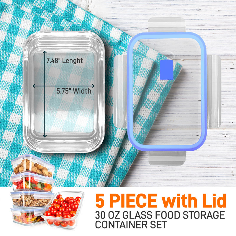 30oz. Glass Food Storage Container, Blue