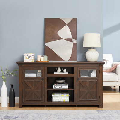 Farmhouse TV Stand With Barn Design And Large Storage For Home