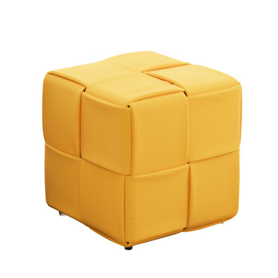 Tabouret en velours côtelé jaune, confortable pour s'asseoir, haute résilience, utilisation polyvalente dans les espaces de vie, structure repose-pieds carrés, tissu doux, mousse de résilience, idéal pour les pièces et les dortoirs, aucune installation