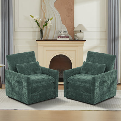 Chaise d'appoint moderne rembourrée avec coussin lombaire (ensemble de 2)