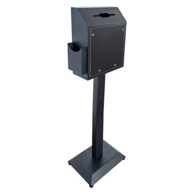 Suggestion Box With Stand,floor Standing Offering Box,combination Lock Ballot Collection Safe Box For Voting,charity,donation,church,school,election,hospital Feedback,and Car Rental Key Return, Black