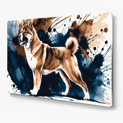 Chiens, art mural gris Akita