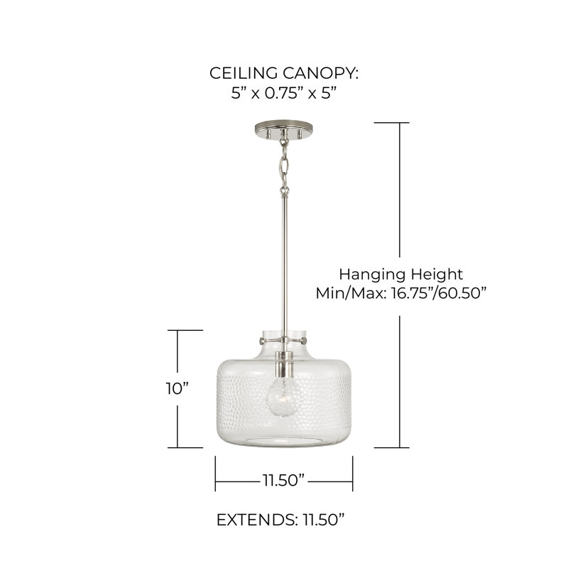 Luminaire suspendu simple à 1 lumière Brighton, Argent