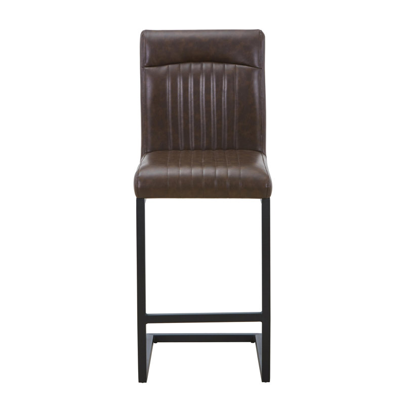Upholstered Faux Leather Bar Stool