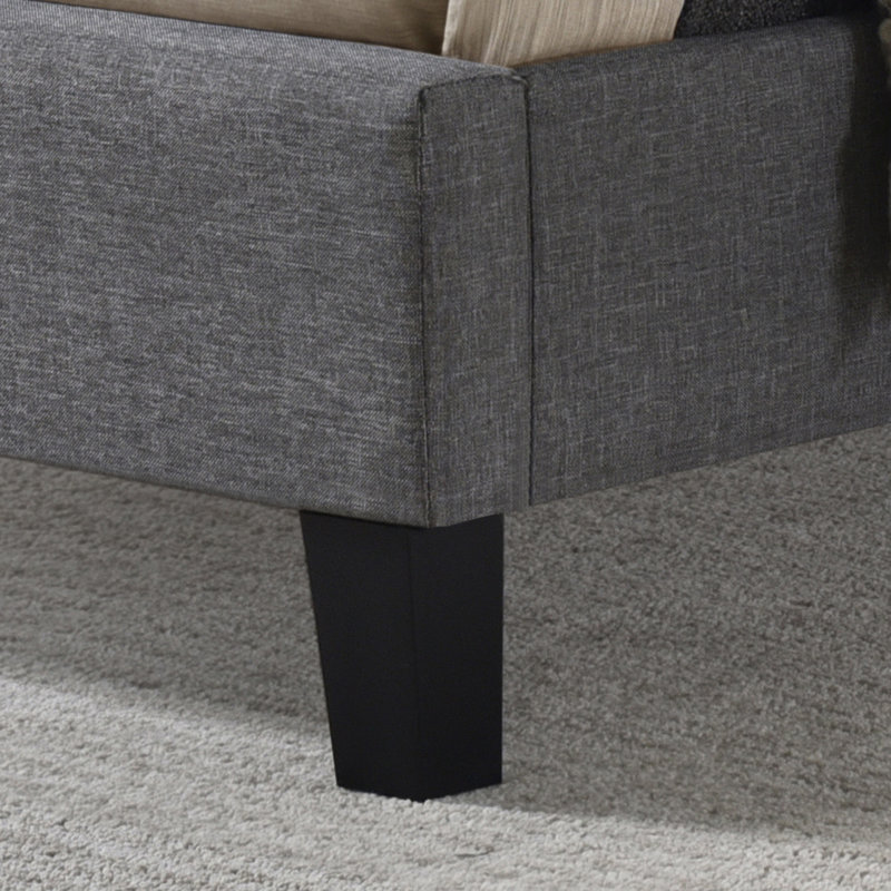 Lit plateforme tapissier Akib, Très grand, gris
