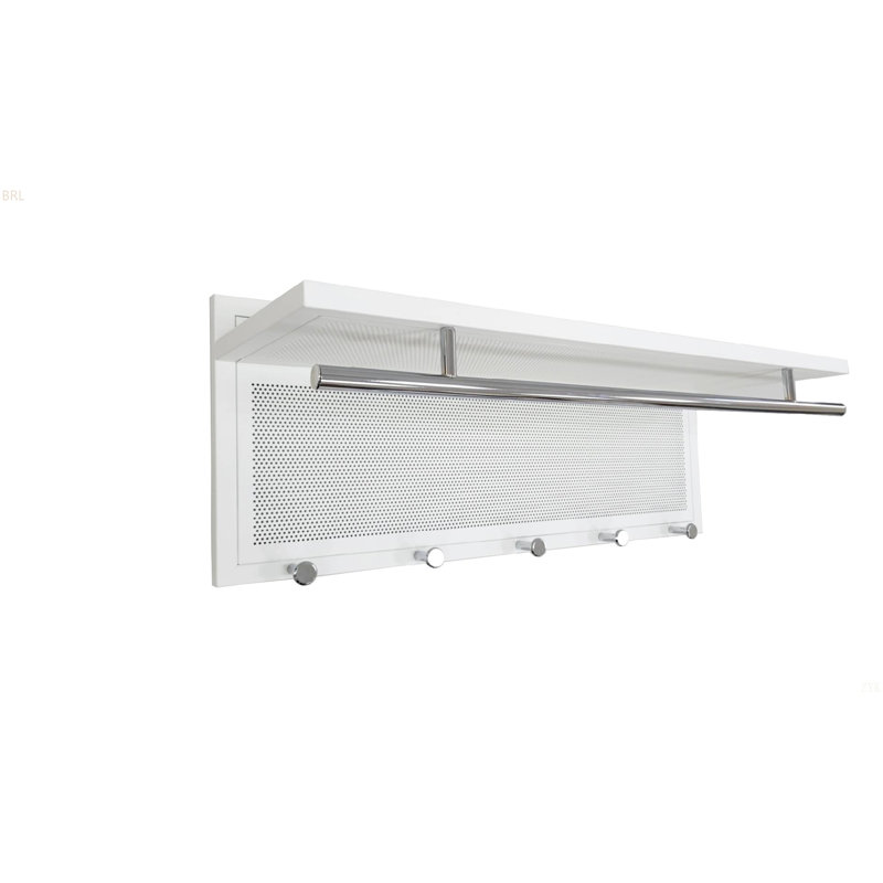 Esyspot Metal Powder Coating Hook Wall Mounted With Shelf, White