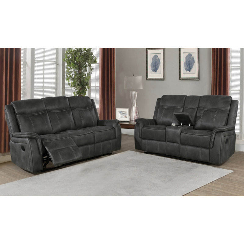 Ensemble de salon inclinable 2 pièces Kempst, Mélange de polyester gris anthracite