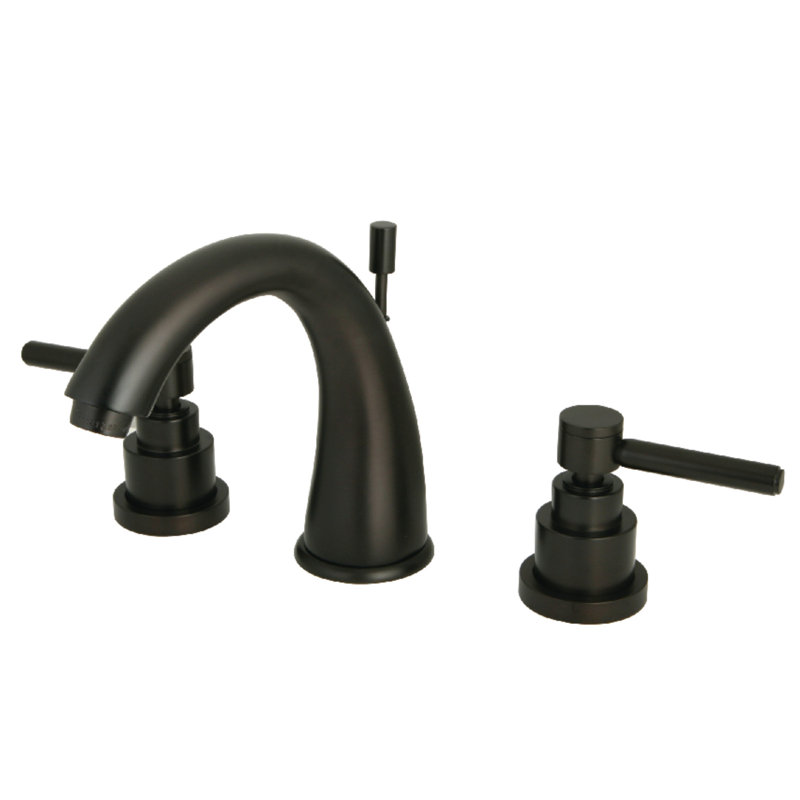 Kingston Brass Elinvar Two-Handle 3-Hole Deck Mount Widespread Bathroom Faucet with Brass Pop-Up Drain, Oil Rubbed Bronze
