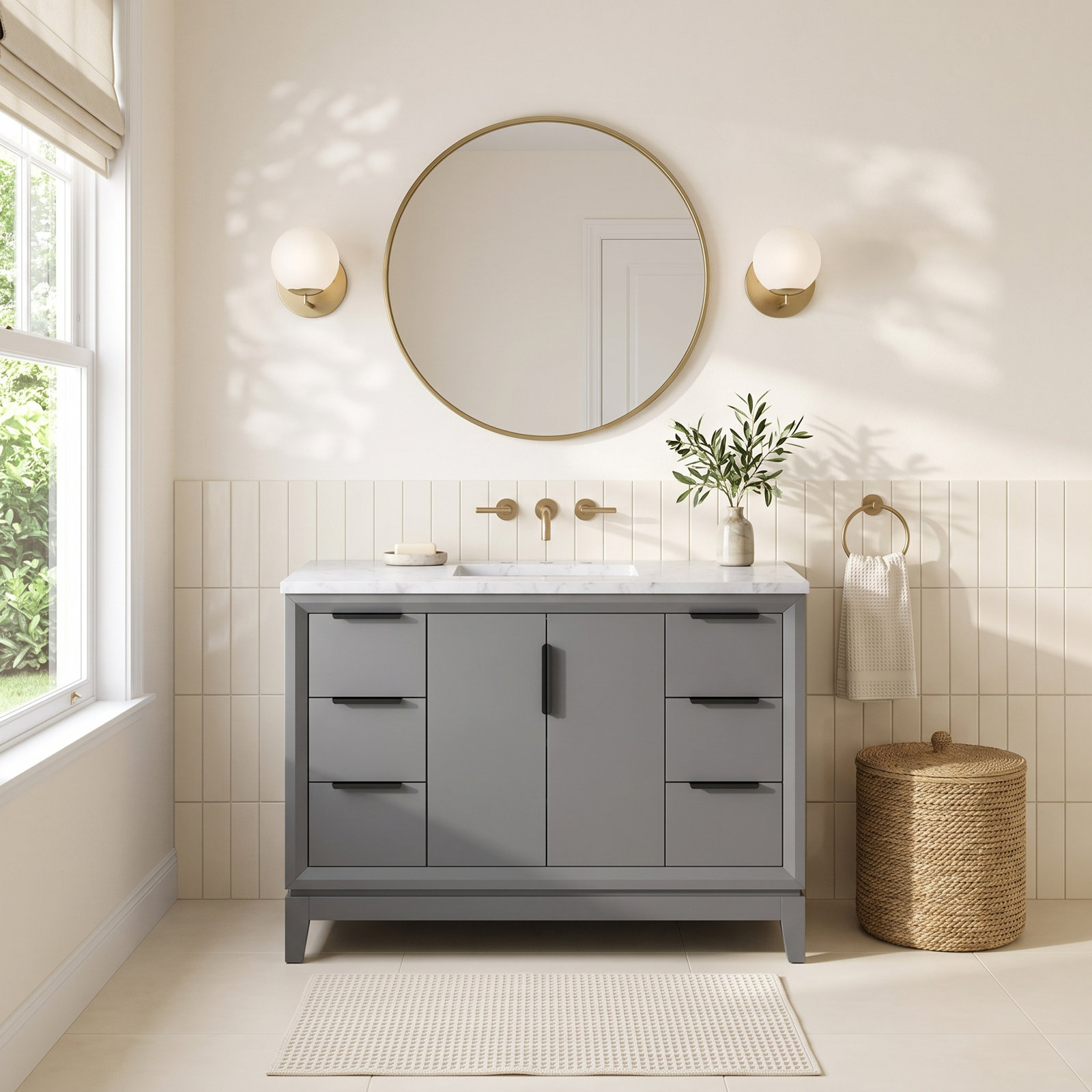 48" Eucalyptus Single Bathroom Vanity, Cashmere Gray, Matte Black