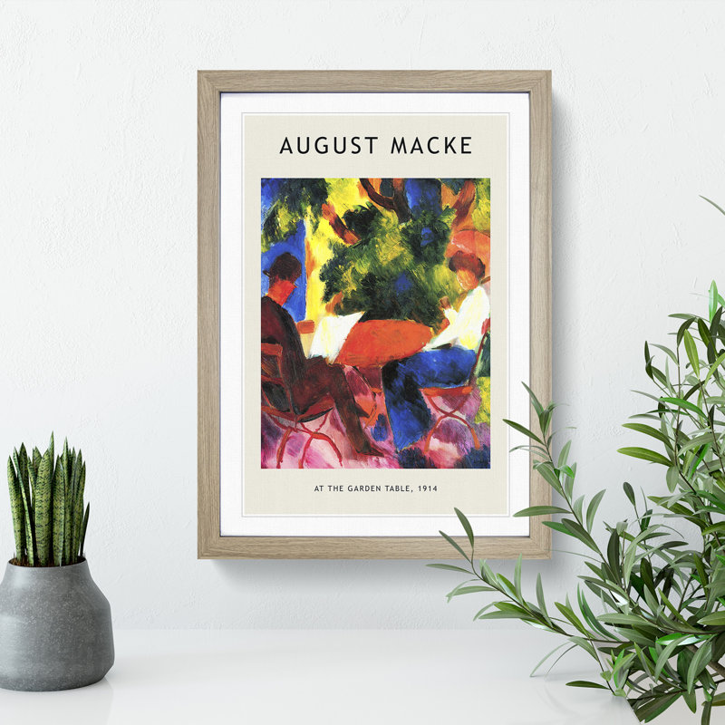 At the Garden Table by August Macke - Picture Frame Graphic Art, 36cm H x 27cm W x 2cm D, Oak Framed