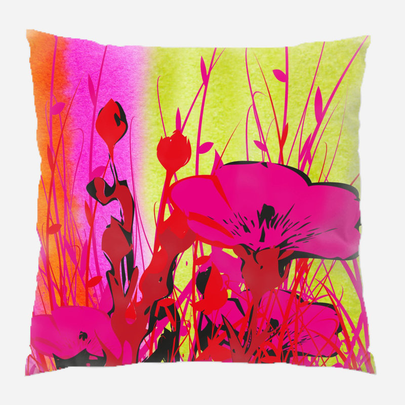 Coussin décoratif fleurs Richfield, Microsuède, Intérieur