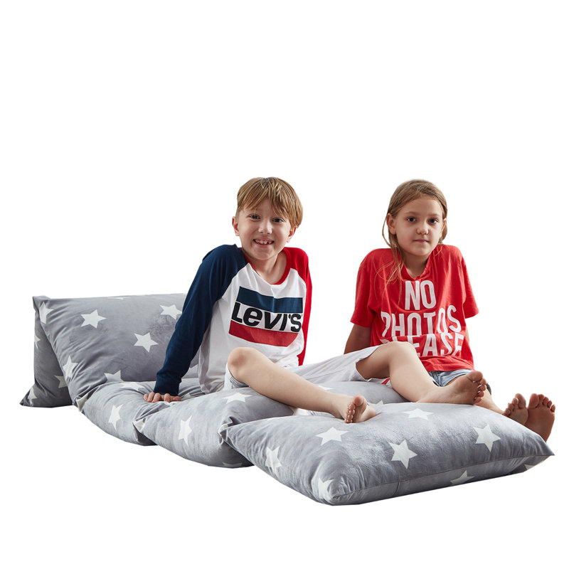 Housse de coussin pour lit Loungie 88 po x 26 po pour chambre à coucher, Microfibre / microsuède étoiles grises