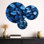 «Midnight Blue Leaves Tranquility I» - ensemble de 3 décorations murales en métal
