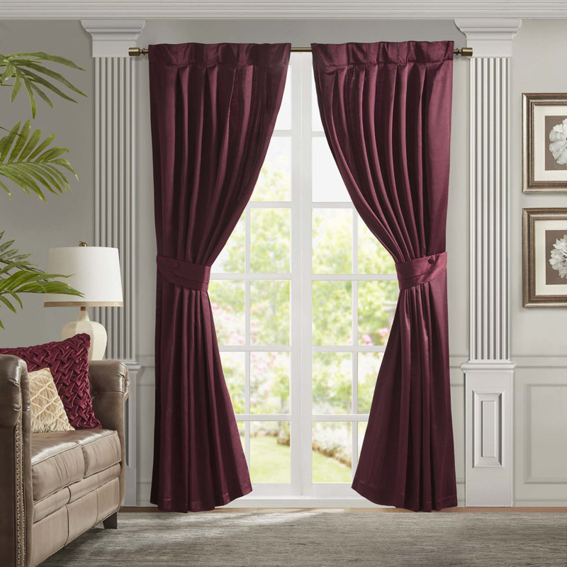 Panneau de rideau plissé avec attache (seulement 1 panneau PC) pour les fenêtres de salon, L 52,08 po x L 84,11 po, Champagne