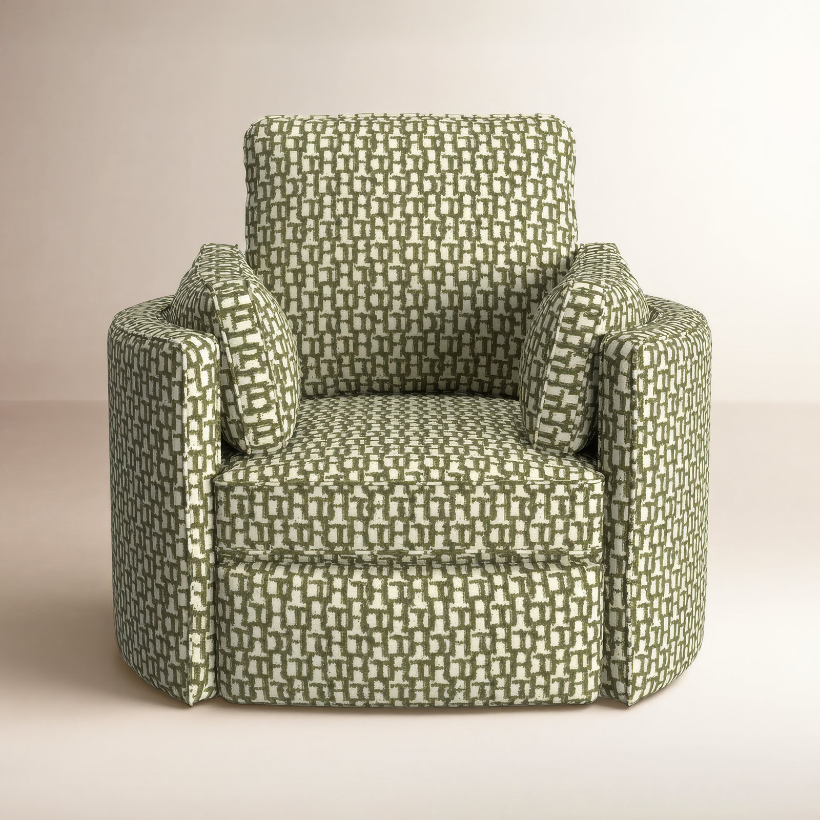 Swivel Barrel Recliner, Linen-23699, Manual