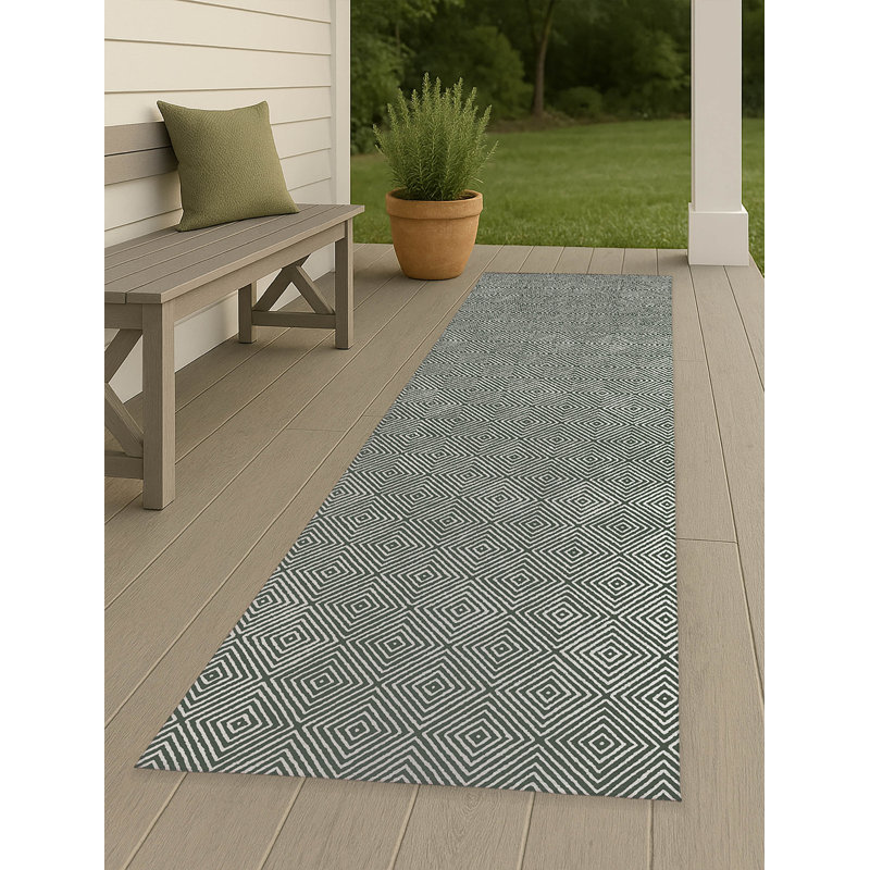 Tapis d'extérieur antidérapant Ikat, Tapis de couloir 2 pi 6 po x 8 pi