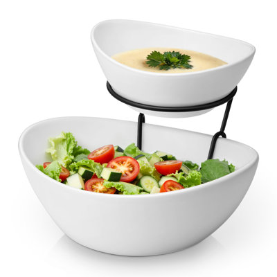 Ebern Designs Ceramic Stainless Steel Serving Bowl