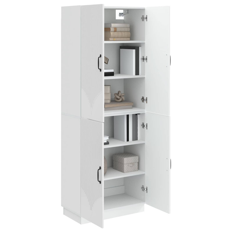 4 -Door 4 -Shelf Storage Cabinet, High Gloss White