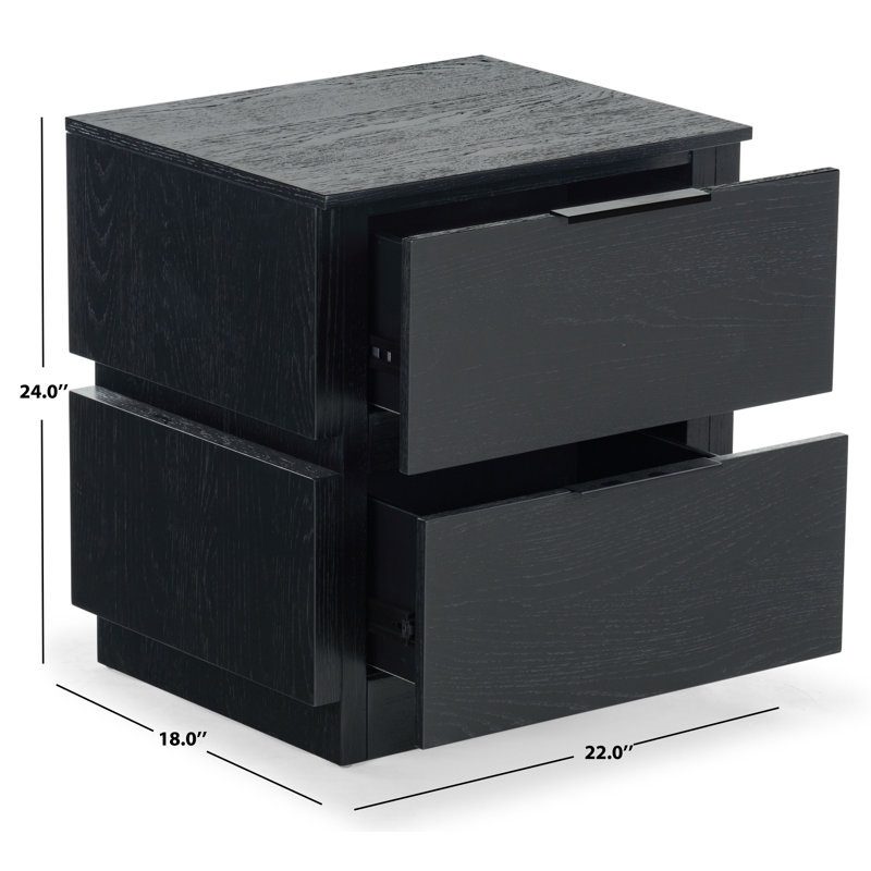 Titus 2 Drawer Nightstand, Black