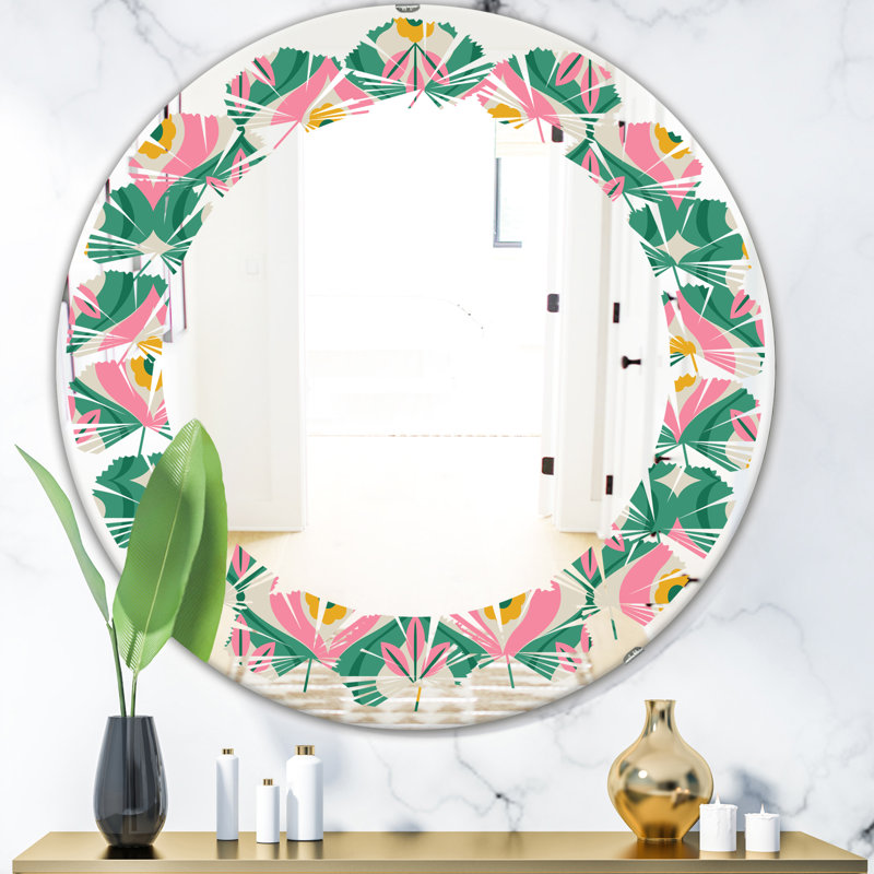 Miroir mural sans cadre abstrait à motif abstrait I Leaves, H 24 po x l 24 po, Fleurs