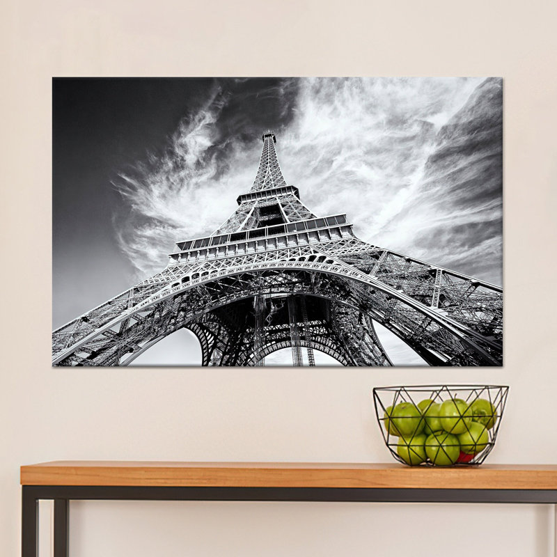 Impression sur toile: art mural en verre Tour Eiffel - élégance parisienne, 1P, 31,6 po H x 43,4 po l