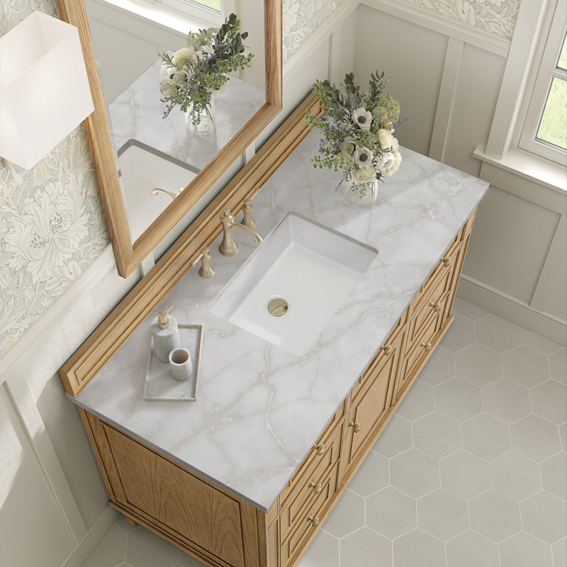 Lorelai 48'' W Single Vanity, Light Natural Oak, Victorian Silver Quartz, 8" Widespread